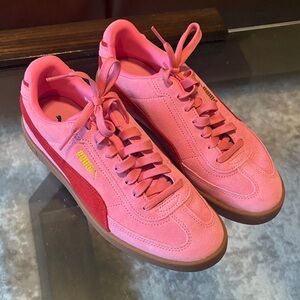 Puma Pink and Red Suede Sneakers
